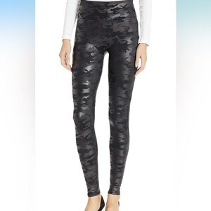 SPANX- Faux Leather Camouflage Leggings